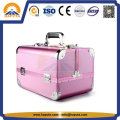 Boîte de rangement cosmétique en aluminium à garniture rose (HB-3182)